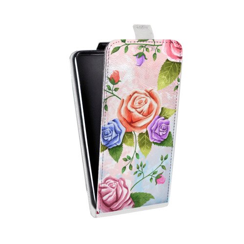 Дизайнерский вертикальный чехол-книжка для Huawei P40 Романтик цветы