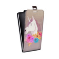 Дизайнерский вертикальный чехол-книжка для HTC Desire 200 Животные с цветами