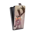Дизайнерский вертикальный чехол-книжка для Samsung Galaxy Ace 4 Животные с цветами