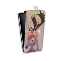 Дизайнерский вертикальный чехол-книжка для OPPO F7 Животные с цветами