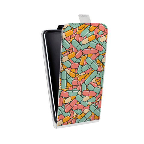 Дизайнерский вертикальный чехол-книжка для LG G7 Fit Разноцветные таблетки