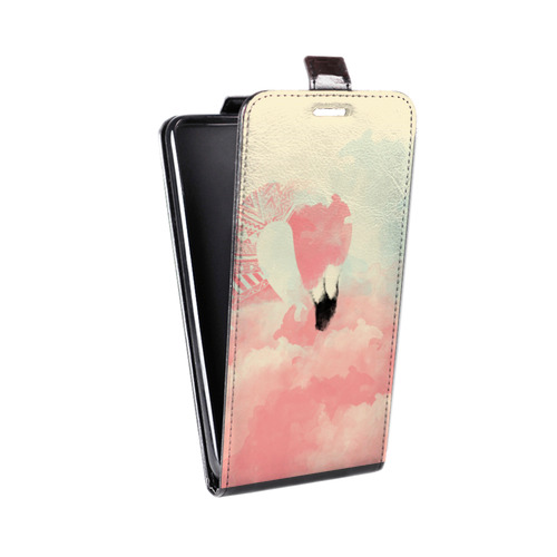 Дизайнерский вертикальный чехол-книжка для LG Optimus G2 mini Розовые фламинго