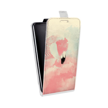 Дизайнерский вертикальный чехол-книжка для Huawei P10 Lite Розовые фламинго (на заказ)