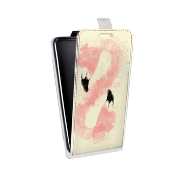 Дизайнерский вертикальный чехол-книжка для Samsung Galaxy J7 (2017) Розовые фламинго (на заказ)
