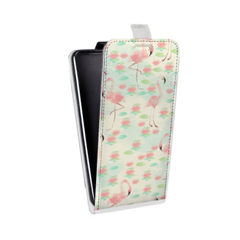 Дизайнерский вертикальный чехол-книжка для Iphone 5s Розовые фламинго (на заказ)