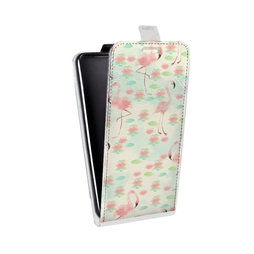Дизайнерский вертикальный чехол-книжка для LG L70 Розовые фламинго