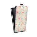 Дизайнерский вертикальный чехол-книжка для OnePlus 8T Розовые фламинго