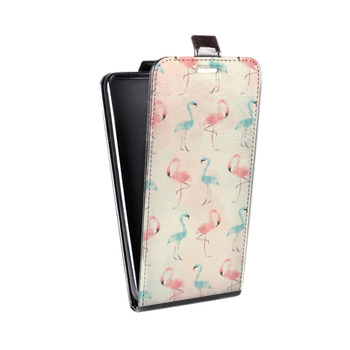 Дизайнерский вертикальный чехол-книжка для Huawei P10 Розовые фламинго (на заказ)