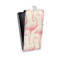 Дизайнерский вертикальный чехол-книжка для Huawei P10 Plus Розовые фламинго