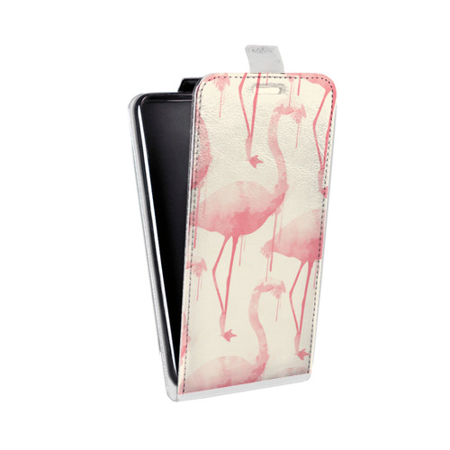 Дизайнерский вертикальный чехол-книжка для Huawei Honor 3x Розовые фламинго