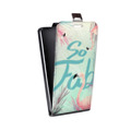 Дизайнерский вертикальный чехол-книжка для HTC Desire 530 Розовые фламинго