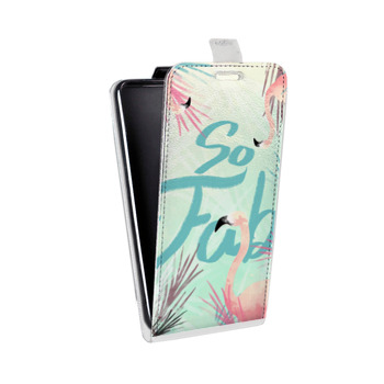 Дизайнерский вертикальный чехол-книжка для Samsung Galaxy S6 Edge Розовые фламинго (на заказ)
