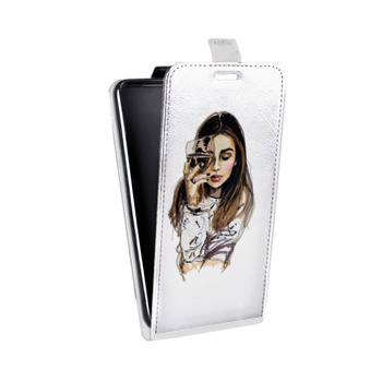 Дизайнерский вертикальный чехол-книжка для Iphone 5s Девушка и бокал (на заказ)