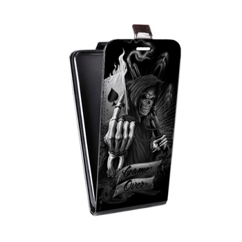 Дизайнерский вертикальный чехол-книжка для Iphone 7 Скелет и туз (на заказ)