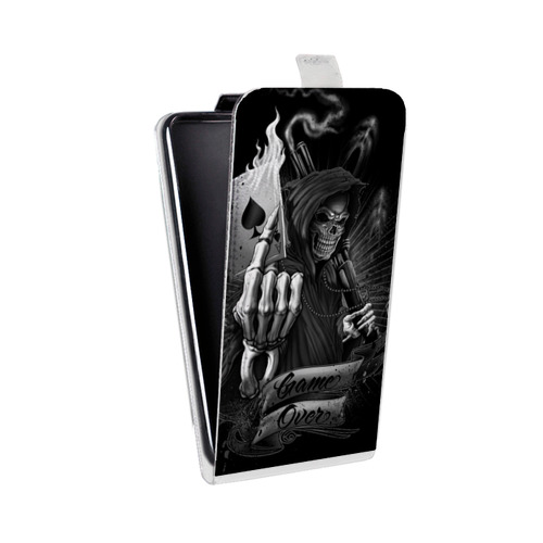 Дизайнерский вертикальный чехол-книжка для HTC Desire 516 Скелет и туз