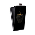 Дизайнерский вертикальный чехол-книжка для Iphone 5c Темная клубничка