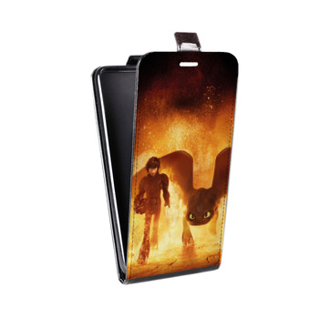 Дизайнерский вертикальный чехол-книжка для Iphone 7 Как приручить дракона 3 (на заказ)