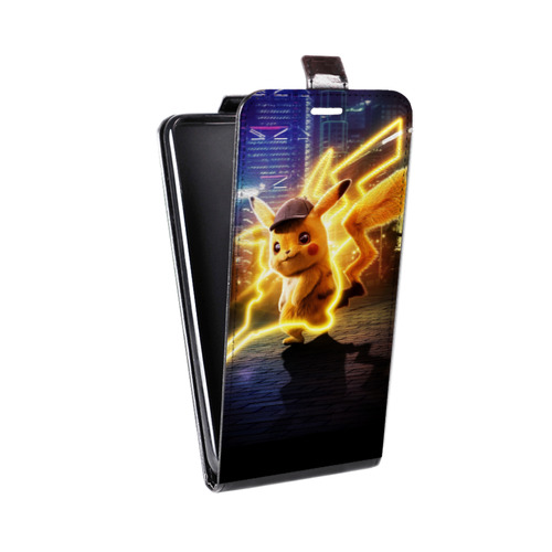 Дизайнерский вертикальный чехол-книжка для Huawei P30 Lite Покемон. Детектив Пикачу