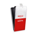 Дизайнерский вертикальный чехол-книжка для Alcatel One Touch Idol X Red White Fans