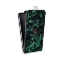 Дизайнерский вертикальный чехол-книжка для Huawei Y6II Нуарные листья