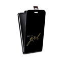 Дизайнерский вертикальный чехол-книжка для LG X Style Черное золото
