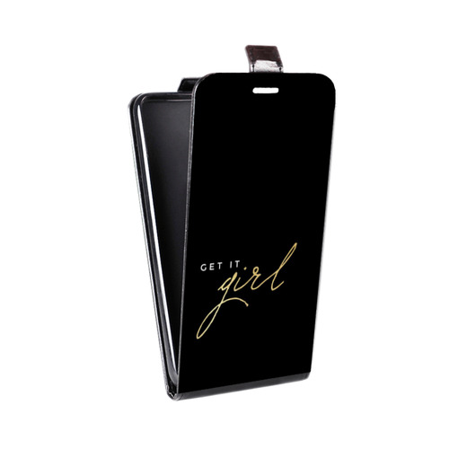 Дизайнерский вертикальный чехол-книжка для LG X Style Черное золото