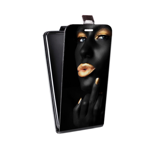Дизайнерский вертикальный чехол-книжка для Microsoft Lumia 540 Черное золото