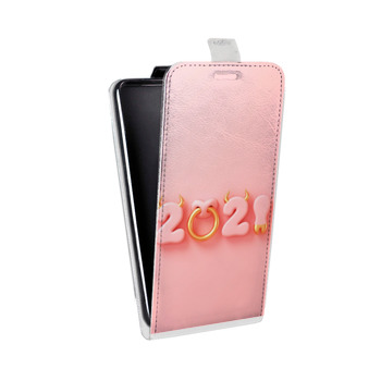 Дизайнерский вертикальный чехол-книжка для Samsung Galaxy A7 (2018) Happy 2021 (на заказ)