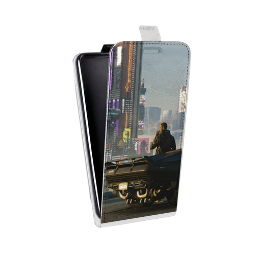 Дизайнерский вертикальный чехол-книжка для Motorola Moto E7 Plus Cyberpunk 2077