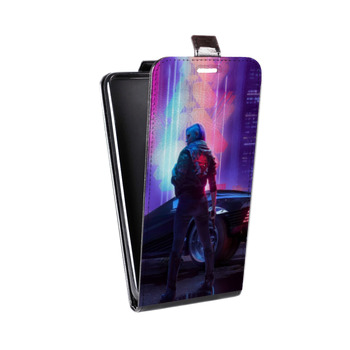 Дизайнерский вертикальный чехол-книжка для Samsung Galaxy Note 2 Cyberpunk 2077 (на заказ)