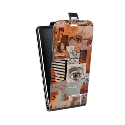 Дизайнерский вертикальный чехол-книжка для Motorola Moto E7 Plus Коллаж