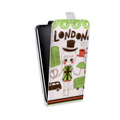 Дизайнерский вертикальный чехол-книжка для Sony Xperia go Городские символы