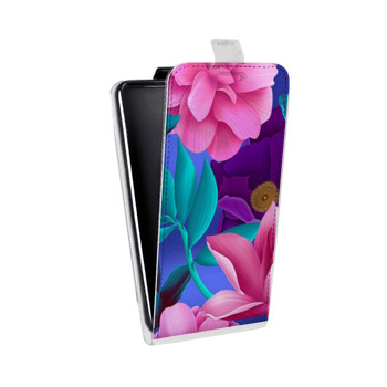 Дизайнерский вертикальный чехол-книжка для Samsung Galaxy S6 Edge Яркие цветы (на заказ)