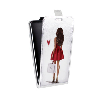 Дизайнерский вертикальный чехол-книжка для Samsung Galaxy S6 Edge Девушка в платье (на заказ)