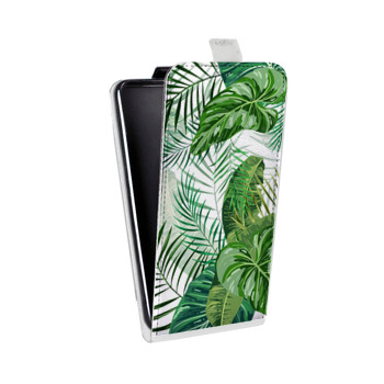 Дизайнерский вертикальный чехол-книжка для Samsung Galaxy S6 Edge Зеленые листья (на заказ)