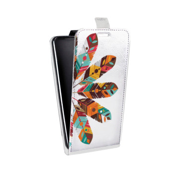Дизайнерский вертикальный чехол-книжка для Samsung Galaxy S6 Edge Перья принт (на заказ)