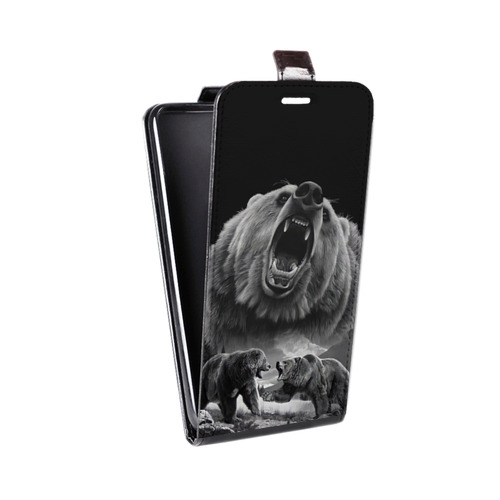 Дизайнерский вертикальный чехол-книжка для Huawei P30 Lite Схватка медведей