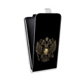 Дизайнерский вертикальный чехол-книжка для Motorola Moto E5 Plus герб России золотой