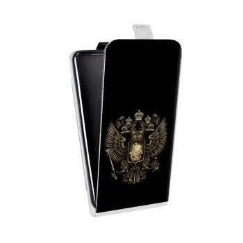 Дизайнерский вертикальный чехол-книжка для Huawei P40 Lite E герб России золотой (на заказ)