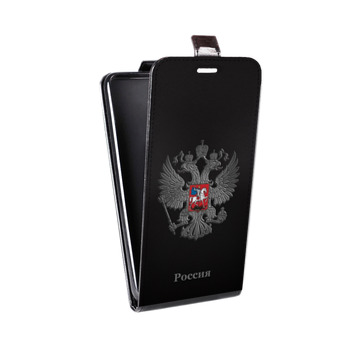 Дизайнерский вертикальный чехол-книжка для Samsung Galaxy S6 Edge герб России серебро (на заказ)