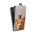 Дизайнерский вертикальный чехол-книжка для Alcatel A7 Собака и котенок