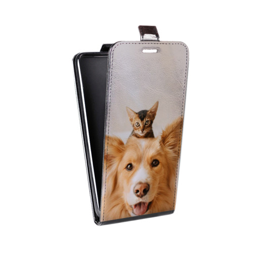 Дизайнерский вертикальный чехол-книжка для Xiaomi Mi5C Собака и котенок