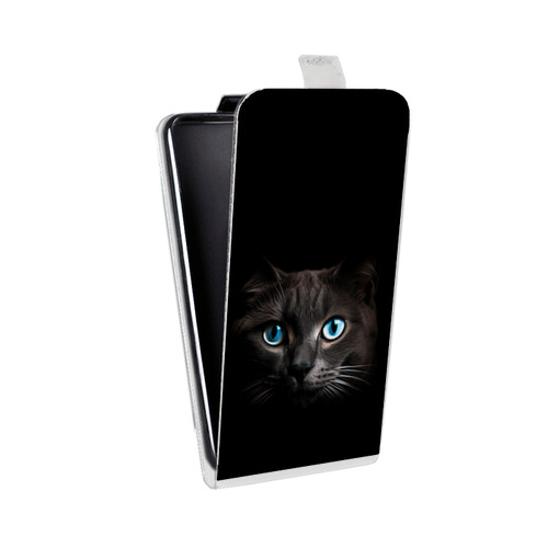 Дизайнерский вертикальный чехол-книжка для HTC U Ultra Кот в темноте