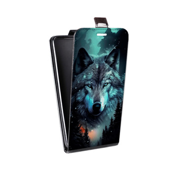 Дизайнерский вертикальный чехол-книжка для Sony Xperia E5 Волк и луна (на заказ)