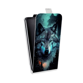 Дизайнерский вертикальный чехол-книжка для Samsung Galaxy S6 Волк и луна (на заказ)