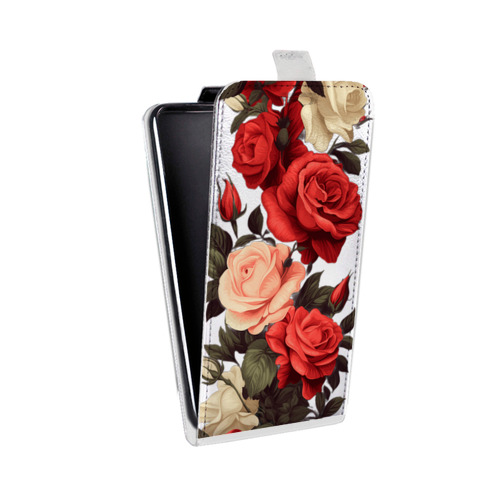 Дизайнерский вертикальный чехол-книжка для HTC Desire 601 Розы