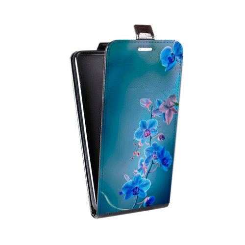 Дизайнерский вертикальный чехол-книжка для HTC Desire 601 Голубые цветы