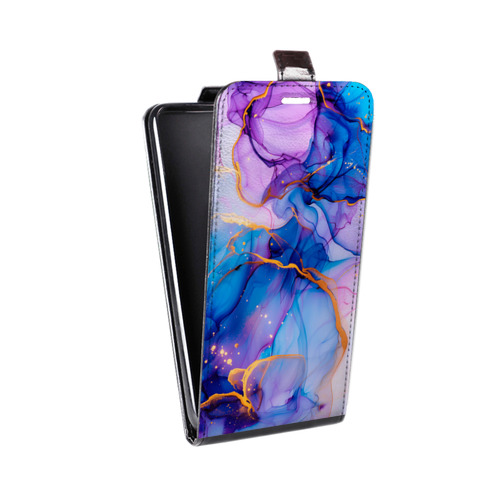 Дизайнерский вертикальный чехол-книжка для HTC Desire 601 синий мрамор