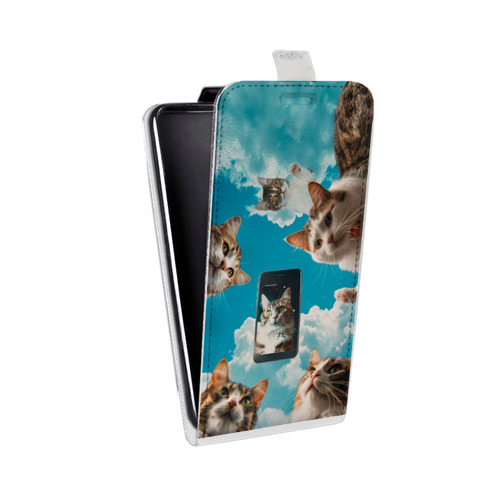 Дизайнерский вертикальный чехол-книжка для HTC Desire 601 котики