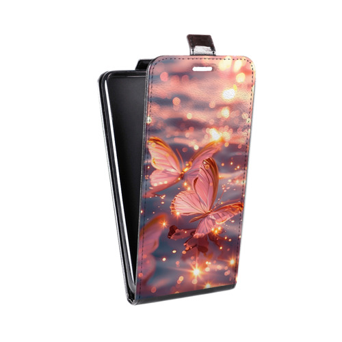 Дизайнерский вертикальный чехол-книжка для HTC Desire 601 бабочки розовые